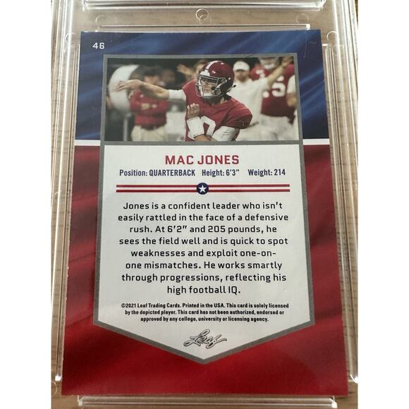 2021 Leaf All American Rookie Mac Jones #46 SCA 10 Gem Mint Alabama Football - Picture 6 of 6